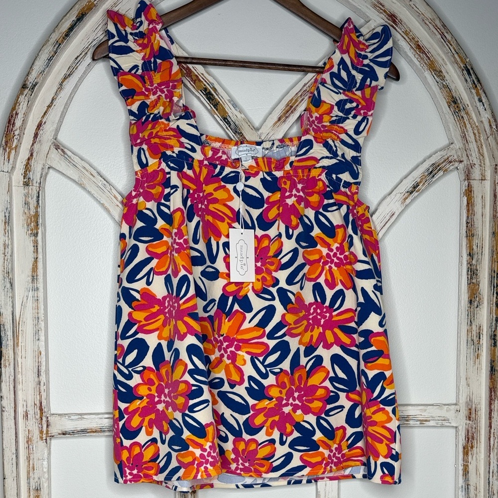 Mud Pie Colorful Floral Blouse
